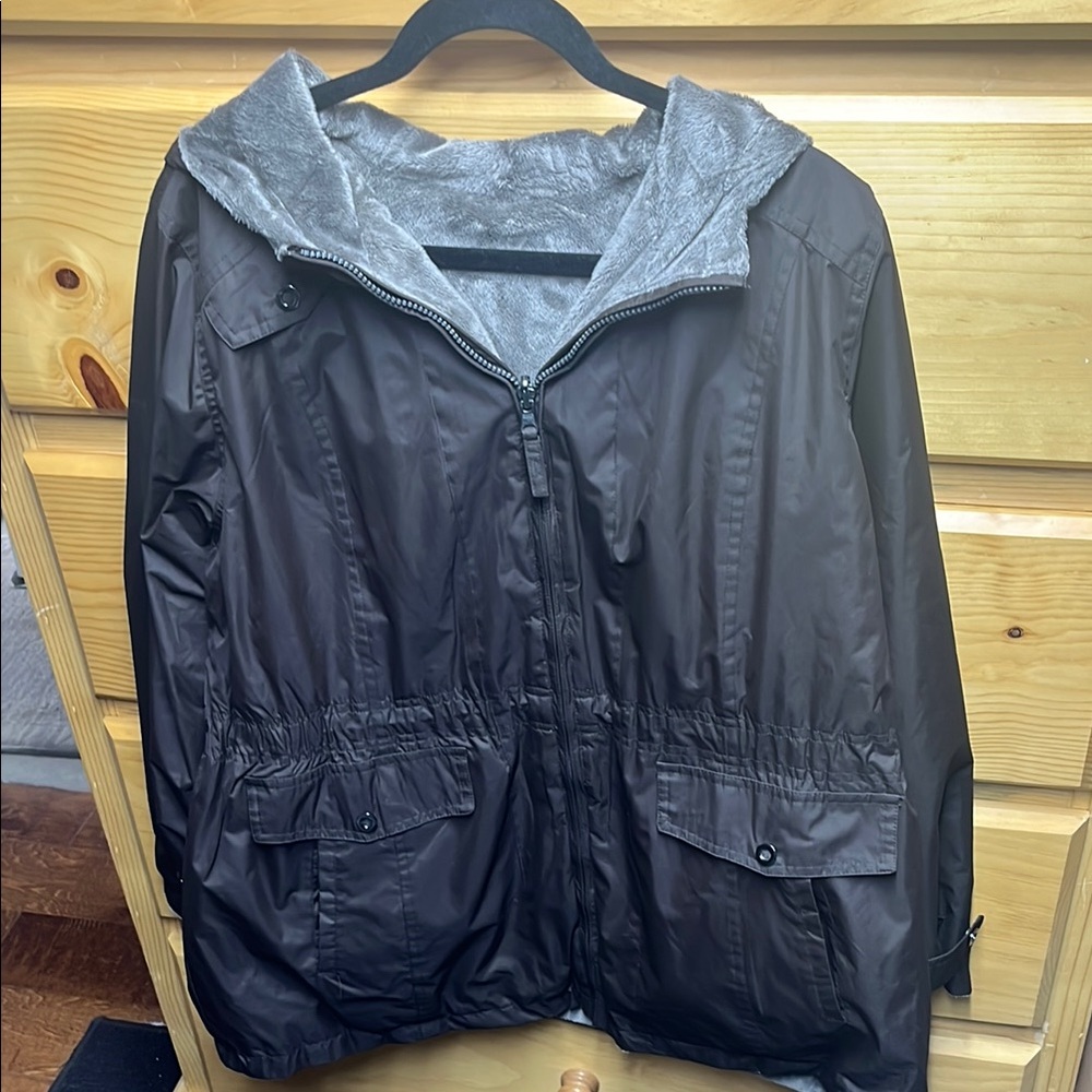Dark Brown Hooded Jacket with light brown Lining
